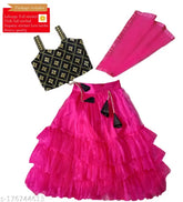 NEW Kids Wear taffeta silk & net lehenga set, embroidered floral stitch, Indian-made