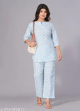 Cotton night suit and coord set for women and girls, trendy printed pyjamas with three-quarter sleeves, India origin