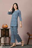 Rayon printed nightsuit dress with three-quarter sleeves, Indian-origin comfortable pyjamas for sleepwear
