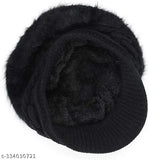 Warm colorblocked wool beanie (PinKit acrylic skull cap), free size for women's winter