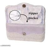 Embroidered net fabric, 2-compartment beaded clutch purse for modern women - free size, made in India