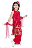 Embellished Georgette Naira Kurta Set with Dupatta, 7-8 years, Indian partywear for girls