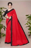 Black and white Banarasi soft semi-silk saree with blouse piece for women, georgette fabric, art silk blend, solid pattern on display