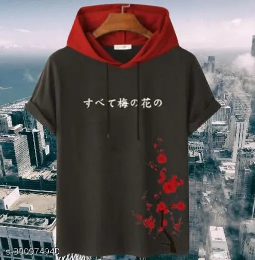 Trendy printed cotton blend t-shirt for men, short sleeves, stylish design from India