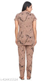 White and colorful printed cotton blend nightshirt with half sleeves, perfect for women's casual summer sleepwear