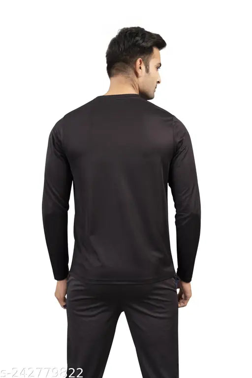 Men's Regular fit Full sleeve T-shirt, 100% polyester, moisture-wicking, breathable, and quick dry for sports, gym, and casual use. Available in sizes S(39"), M(41"), L(43"), XL(45")