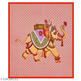 Red double printed cotton flat bedsheet, durable & breathable for summer, comes with 2 pillow covers