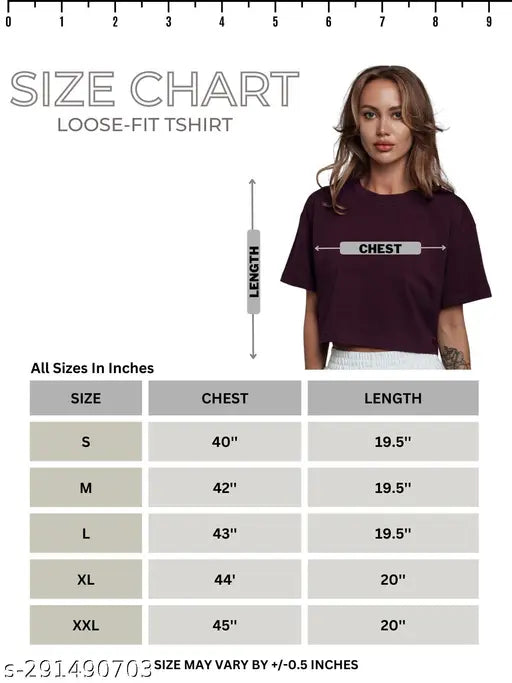 Purple cotton blend loose fit crop top, trendy women's & girls fashion, suitable for various outfits