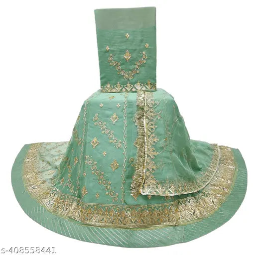 Embroidered Georgette Rajputi Poshak for women, featuring Aari and stone work, suitable for parties and festive occasions