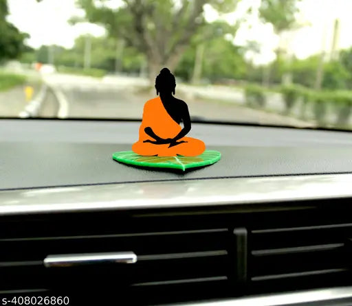 Green leaf base Buddha car dashboard idol accessory