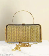 Gold PU printed net party clutch bag, high-quality and elegant, perfect for women's events