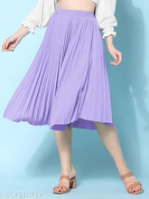 Slate blue, pleated midi skirt with elastic waistband, trendy fashion choice for Indian women