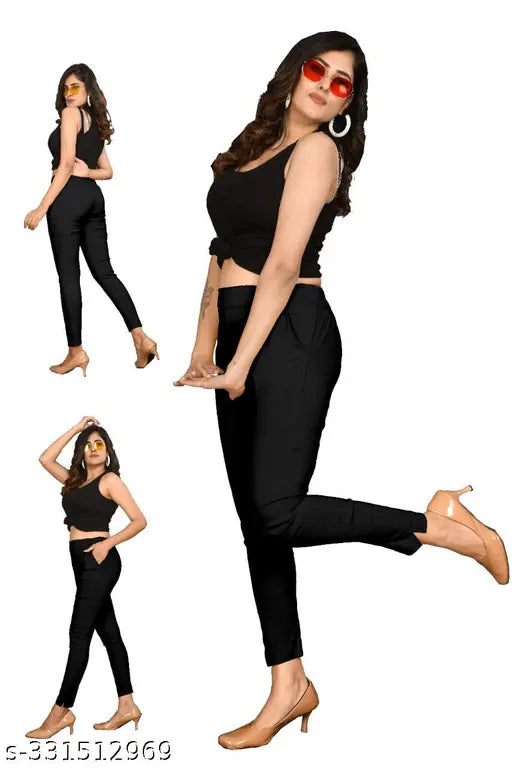 Black and white cotton cigar pants jeggings for women, stretchable, premium quality, available in various sizes from 24 to XL