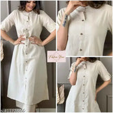 Jasmine White cotton kurta palazzo coord set, beautifully embroidered with Kaatha stitch work