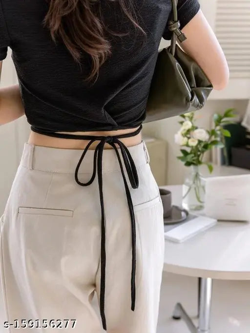 Cotton crop tower lace t-shirt, solid net pattern, short sleeves, XS - XXXXL sizes