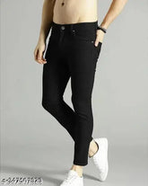 Plain black cotton jeans for men, size 28/30/32 - Indian-made classic denim wear