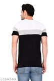 Color-blocked cotton blend T-shirt for men, short sleeves, classy and comfortable