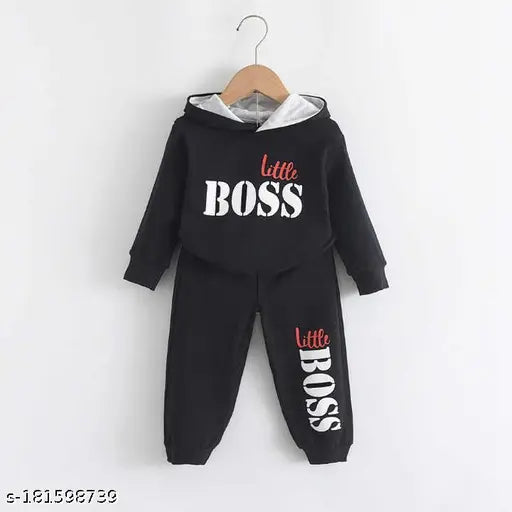 Cotton blend sweatshirt with printed boss design for kids' fashion, size range from 0-1 to 5-6 years, India origin