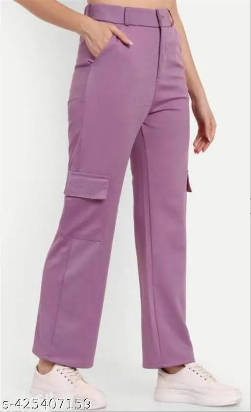 Classy cotton blend trousers for women - Solid net, elegant fit. XS (waist 26in, length 37in), S (waist 28in, length 38in), M (waist 30in, length 39in), L (waist 32in, length 39in). Indian origin