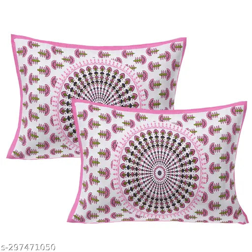 Multicolour 100 cotton Rajasthani Jaipuri double bedsheets set, low price, high quality. Features 2 pillow covers and offers protection, hygiene, and a decorative effect for bedrooms