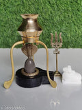 Ceramic Narmadeshwar Shivling, 1.5-inch lingam on 3-inch stone base for temple puja, India origin
