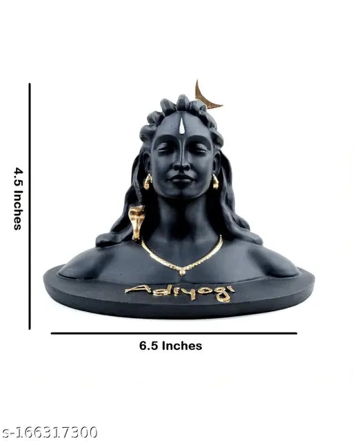 Resin Adiyogi with Rudraksha Mala, intricately detailed statue for home decor or gifting, 9cm x 9cm x 8cm, Indian origin