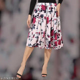 Printed net crepe mid-calf length women's skirt from Mannat Diva, size S 26in - XL 40in, Indian craftsmanship