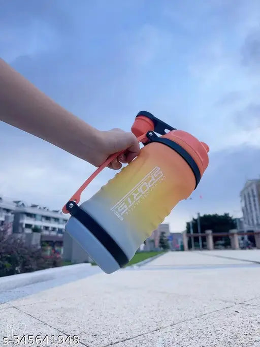 Orange BPA-free large gallon jug with leakproof sipper, perfect for camping, sports, workouts (2500ml)