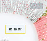 White premium printed cotton bedsheet for double bed with 2 pillow covers, elastic fitted and suitable for summer