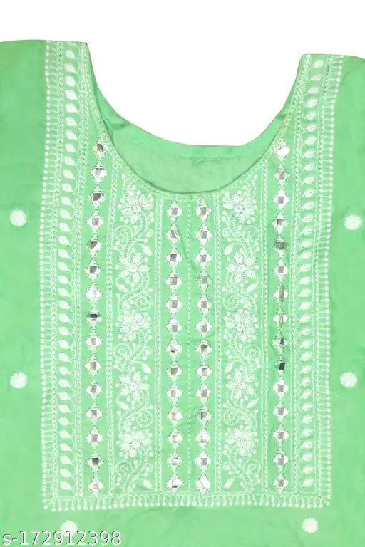 Pista color embroidery kurti with sharara set for women & girls, rayon fabric, three-quarter sleeves, vibrant Indian ethnic wear