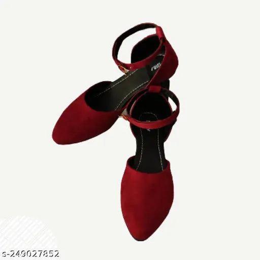 Red suede ankle bellies for girls in Gillkart Alley Walk, versatile for office or parties