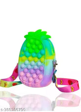 Light pink pineapple patterned PU sling bag, adjustable strap, 2 compartments, free size