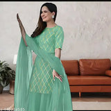 Rayon Diwali2024 Special Kuratipentduppata Full Sets, three-quarter sleeve printed kurta with dupatta and bottomwear for women in various sizes (S-XXXL), Indian origin