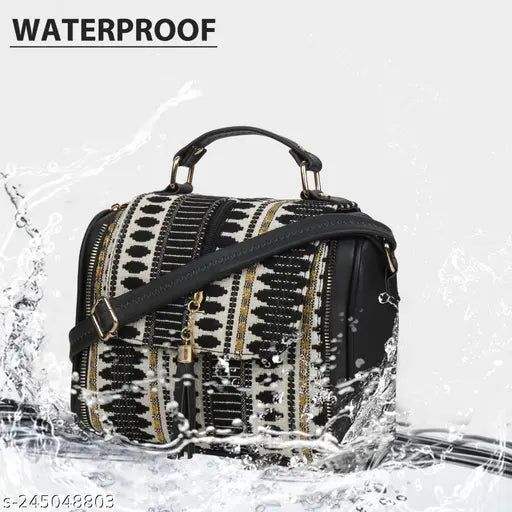 PU sling bag, free size, houndstooth print, Musrat latest trend party wear for girls & women