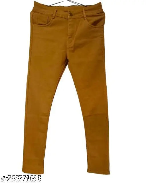 Men's denim khaki jeans, solid pattern, size 30, 15in/40in, India-made