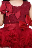 Maroon net sleeveless frock dress for 2-3 year old girls, self-design, trending from India