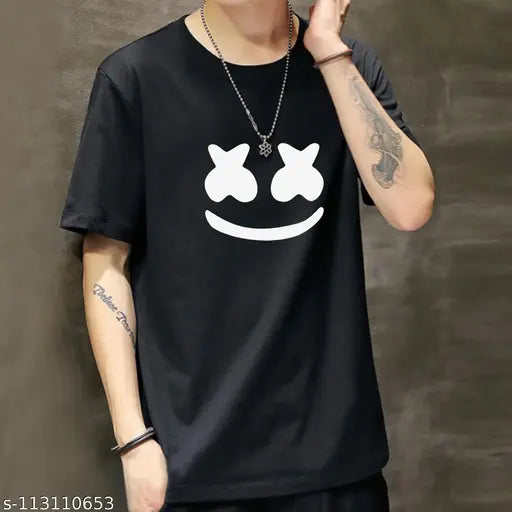 Marshmello printed cotton blend half sleeves unisex t-shirt, stylish casual wear for all sizes