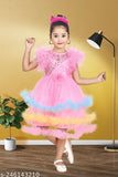 Elegant net princess dress for 1-2 years girls, colorblocked & comfortable children's wear, suitable for special occasions