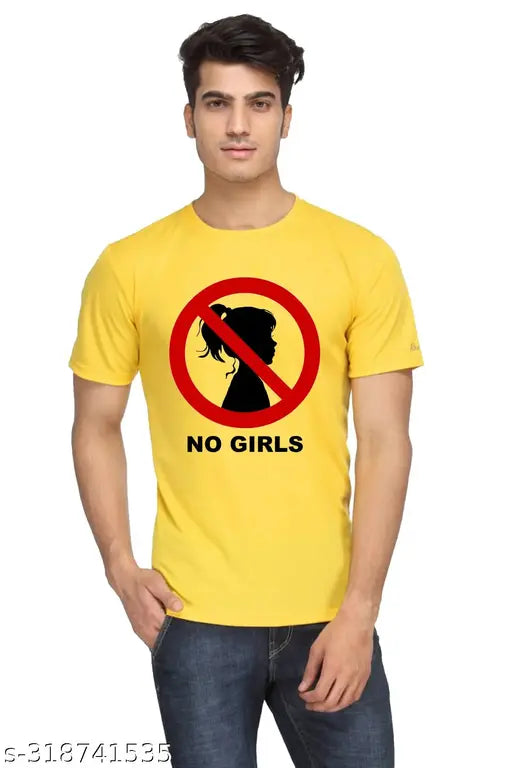 Striped polyester "Yylow No Girls Broken" t-shirt, short sleeves, size S for women