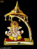 Poly resin Lord Ganesha idol for home decor, living room showpiece with umbrella coverage, HR Enterprises 106M Ganpati statue