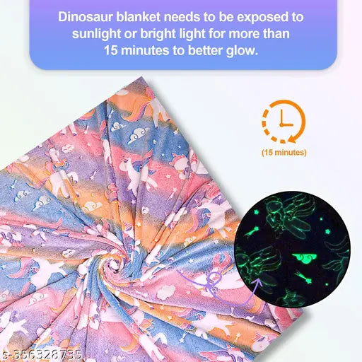 Glow-in-the-dark fleece CORTINA blanket, soft & safe for kids' cozy nights, Indian origin