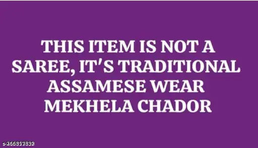 Assamese Zari Woven Cotton Mehkla Chador, free size, machine made