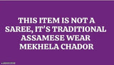 Assamese Zari Woven Cotton Mehkla Chador, free size, machine made