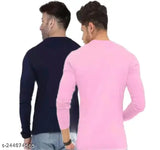 Men's solid nylon cotton blend full sleeve T-shirt (pack of 2), long lasting design, perfect for casual wear, available in sizes S, M, L, XL