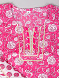 Pure cotton embroidered pink kurti sharara set for baby girls by Spack Jerrow, traditional Indian ethnic wear