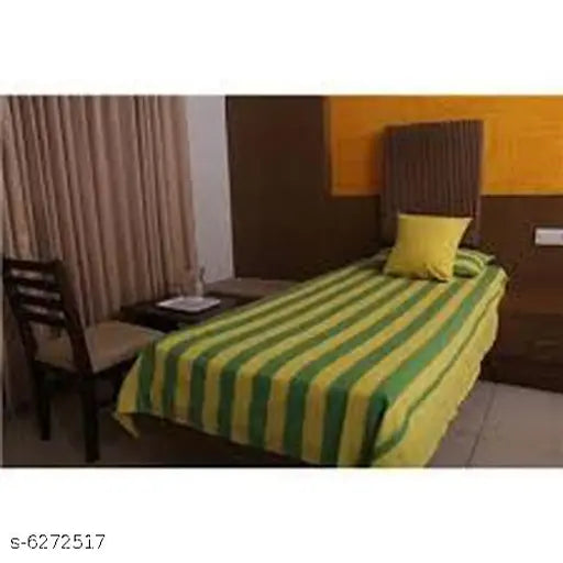Trendy cotton single bedsheets & pillow cover (140 thread count, 90x60 size), India-made home linen set for bedroom