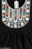 Black embroidered rayon A-line pyjama dress for girls (0-1 years), Indian kid's fashion