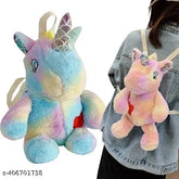 Unicorn-themed fancy backpack for girls, plush fabric design with sparkling elements, pack of 1