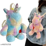 Unicorn-themed fancy backpack for girls, plush fabric design with sparkling elements, pack of 1