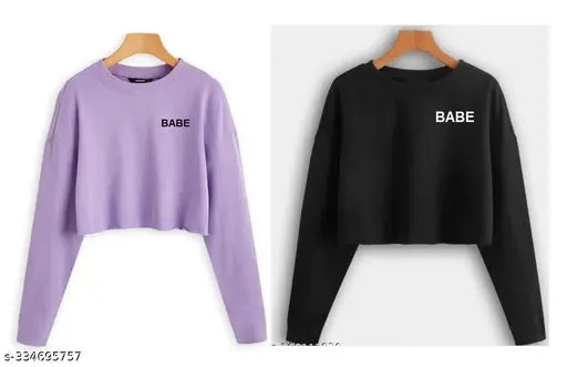 Cotton blend women's crop full sleeve t-shirt with printed net pattern, long sleeves, available in sizes XXS to XL